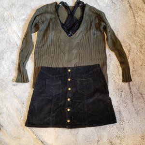 Olive Cable Knit Sweater